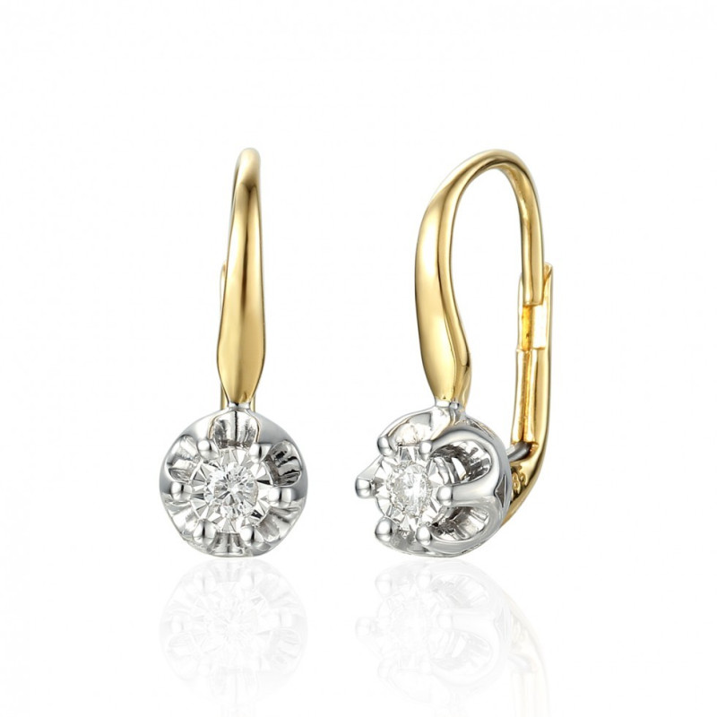 Náušnice FLOWER s diamanty 0,10 ct, zlato 585