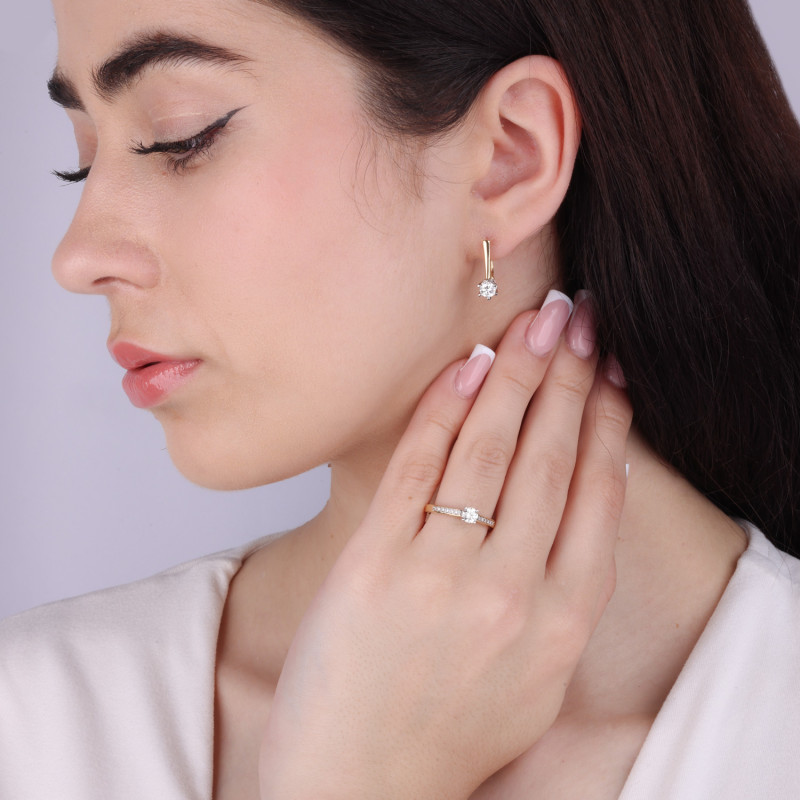 Náušnice z briliantů 0,60 ct, anglické zapínání, zlato 585