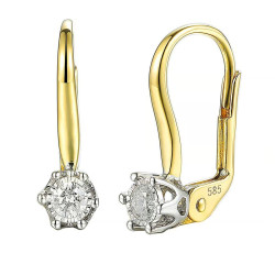 Objevte elegantní zlaté náušnice ROYAL s diamanty 0,17 ct a ryzostí 585. Klasická bižuterie s anglickým zapínáním, ideální jako 