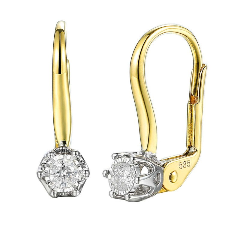 Zlaté náušnice ROYAL s diamanty 0,10 ct | iSezam.cz