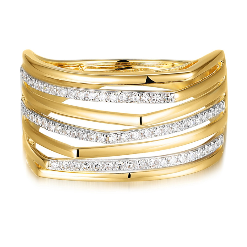Prsten LINE s diamanty 0,24 ct, zlato 585