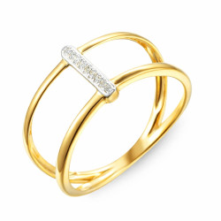 Zásnubní prsten LINE s dvojitou obručí a diamanty 0,02 ct, zlato 585