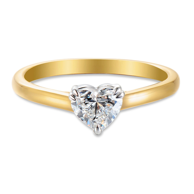 Zásnubní prsten s laboratorním diamantem 0,27 ct, briliant srdcového brusu, zlato 585