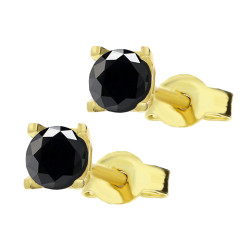 Elegantní zlaté náušnice ryzost 375 s černým zirkonem 3 mm. Minimalistický design, zapínání na puzetu. Ideální dárek. Prohlédnět