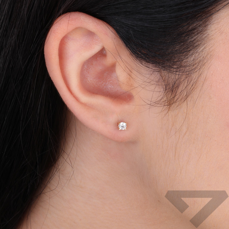 Zlaté náušnice s bílým zirkonem 3,5 mm ryzost 585