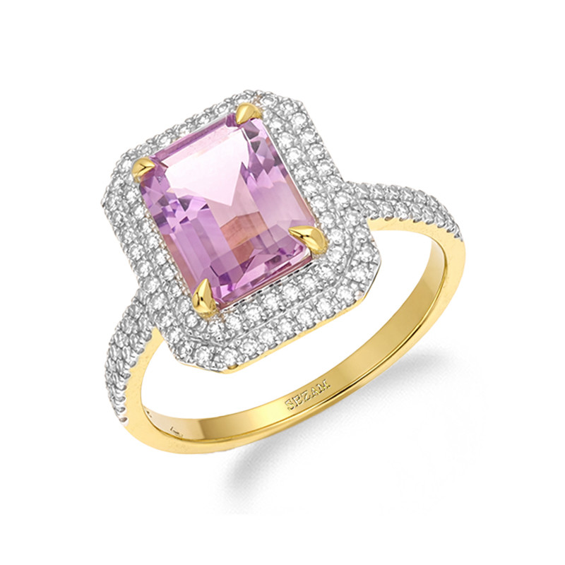 Zásnubní prsten s ametystem a diamanty 2,85 ct | iSezam.cz