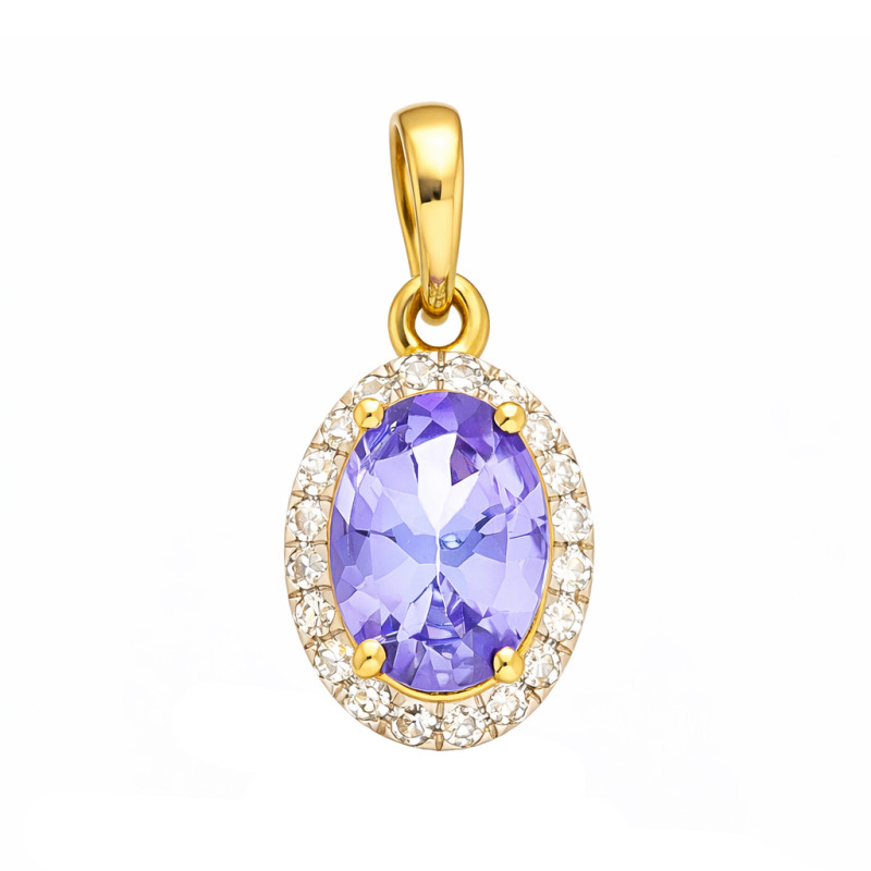 Zlatý přívěsek s tanzanitem a diamanty 0,45ct | iSezam.cz