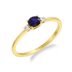 Zlatý prsten se safírem a diamanty 0,32 ct | iSezam.cz