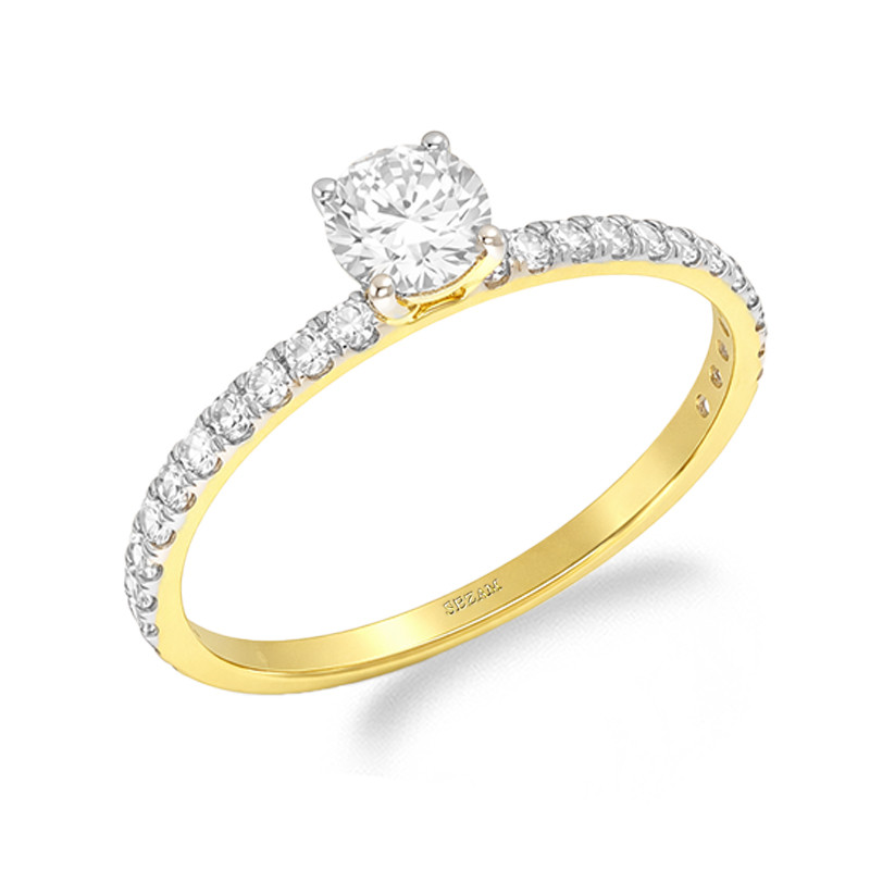 Sada dvou prstenů s laboratorními diamanty 1,09 ct, zlato 585