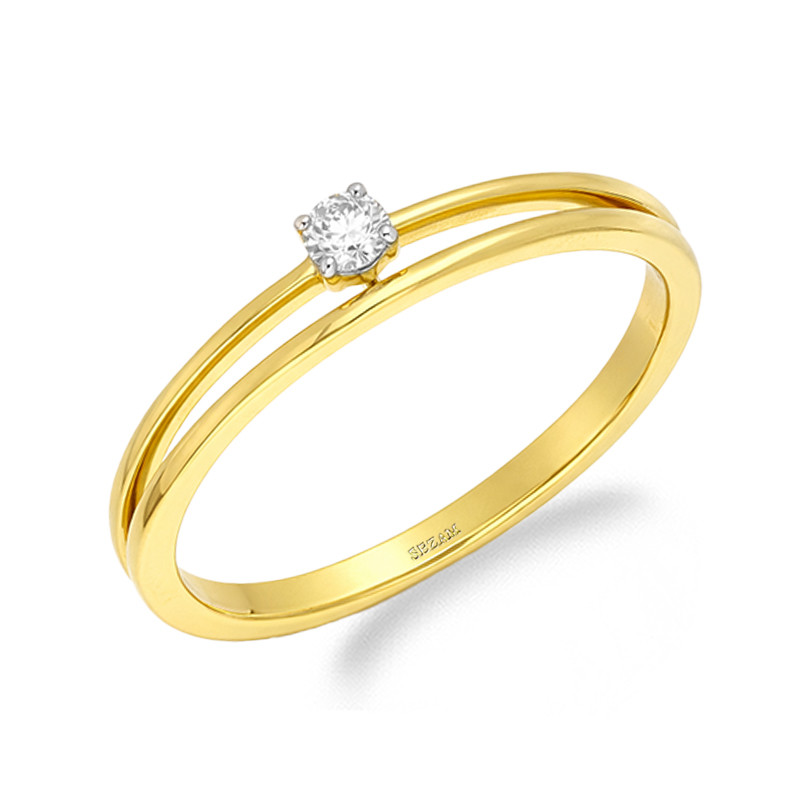Elegantní zásnubní prsten ze zlata 585 s diamantem 0,10 ct | iSezam.cz