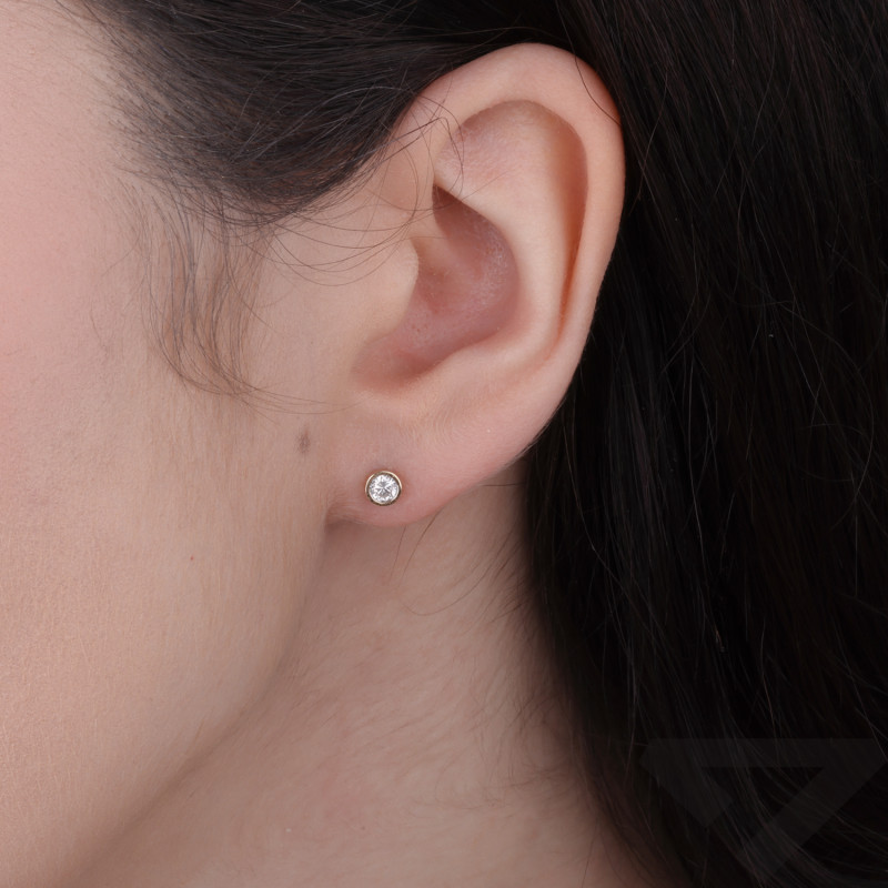 Náušnice z laboratorních diamantů 0,21 ct ze zlata 585 v hladkém zasazení