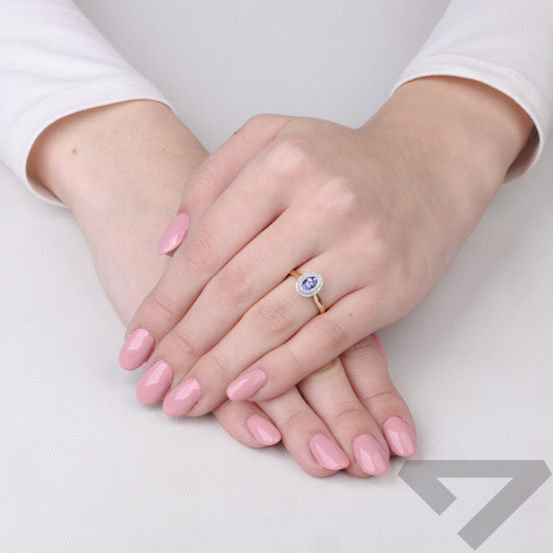 Prsten s tanzanitem 0,48 ct a diamanty 0,10 ct, zlato 585