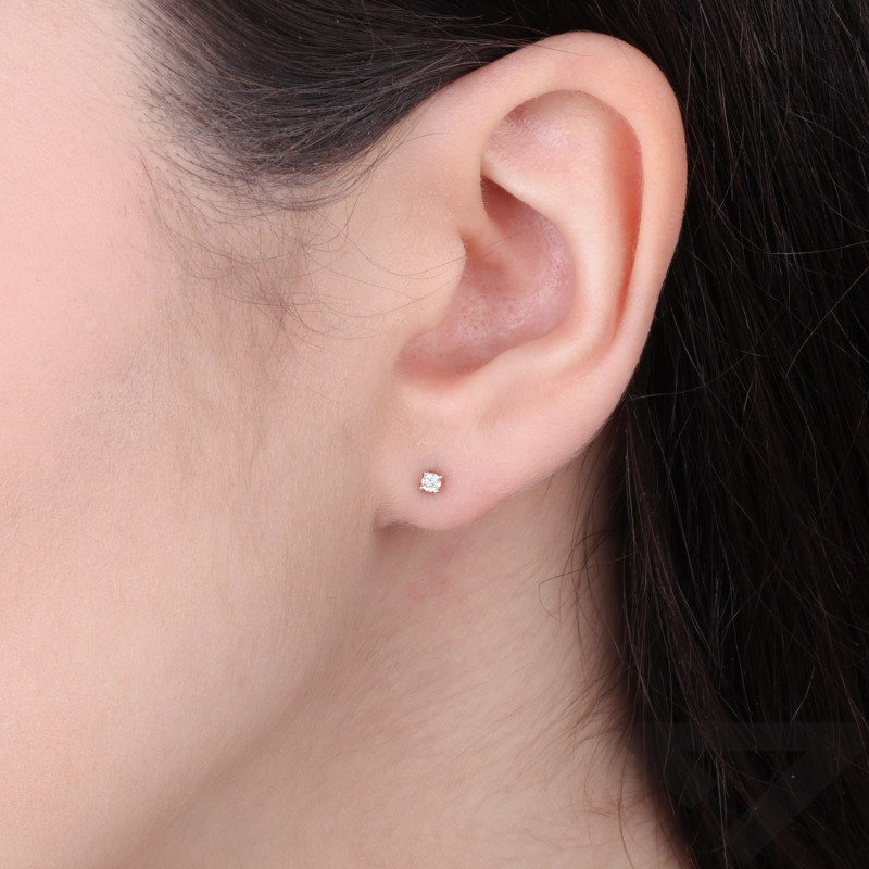 Náušnice z laboratórních diamantů 0,071 ct, zlato 585