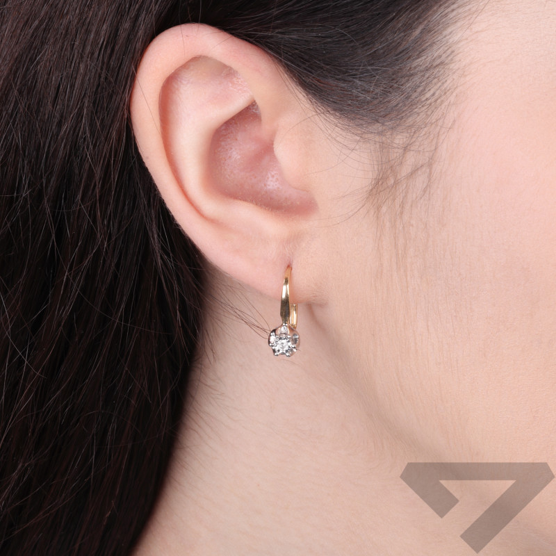 Náušnice FLOWER s diamanty 0,10 ct, zlato 585