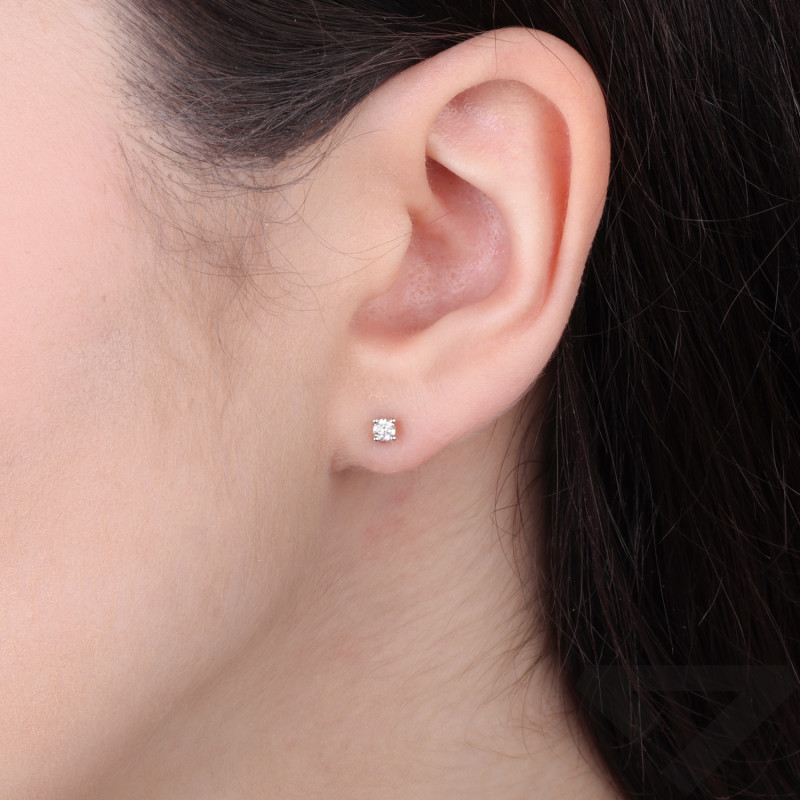 Náušnice s laboratorními diamanty 0,34 ct, zlato 585