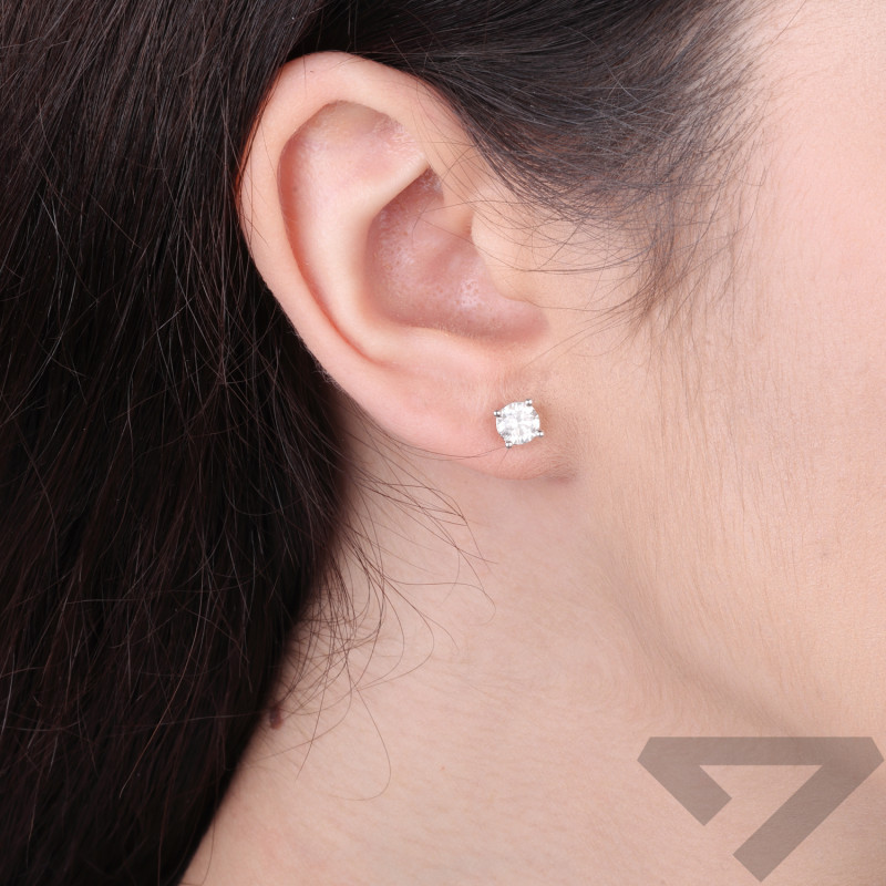 Náušnice pecky s laboratorními diamanty 1,05 ct, zlato 585