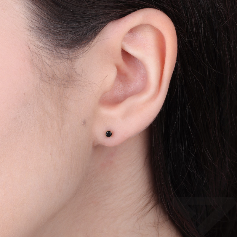 Zlaté náušnice ryzost 375 s černým zirkonem 2,5 mm