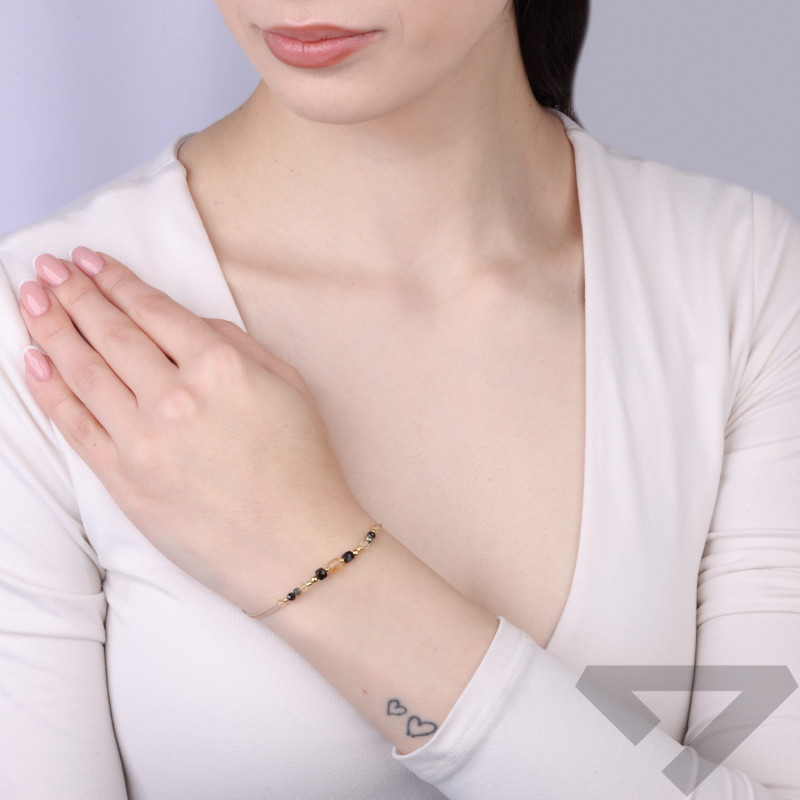 Náramek štěstí z fasetovaných kamenů, zlato-pozlacené stříbro 925