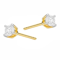 Objevte elegantní zlaté náušnice (585) s laboratórními diamanty (0,071 ct). Nadčasový design, zapínání na puzetu. Ideální dárek.