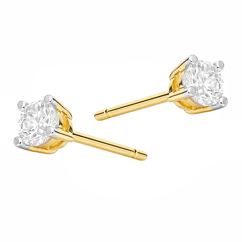 Objevte elegantní zlaté náušnice (585) s laboratórními diamanty (0,071 ct). Nadčasový design, zapínání na puzetu. Ideální dárek.