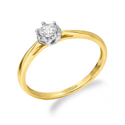 Objevte elegantní zlatý prsten Lily z ryzosti 585 s diamantem 0,11 ct (barva H, čistota Si1). Jemný design s bílým zlatem. Ideál