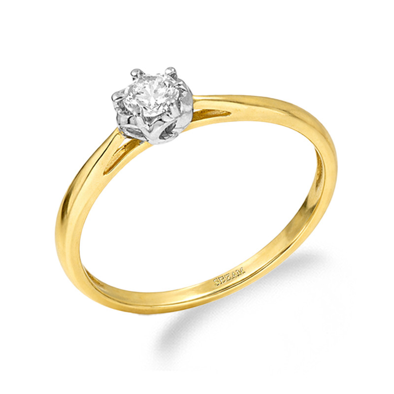 Objevte elegantní zlatý prsten Lily z ryzosti 585 s diamantem 0,11 ct (barva H, čistota Si1). Jemný design s bílým zlatem. Ideál