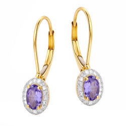 Objevte elegantní zlaté náušnice 585 s tanzanitem 0,40 ct a diamanty 0,11 ct. Ideální dárek pro každou příležitost. Nakupujte u 