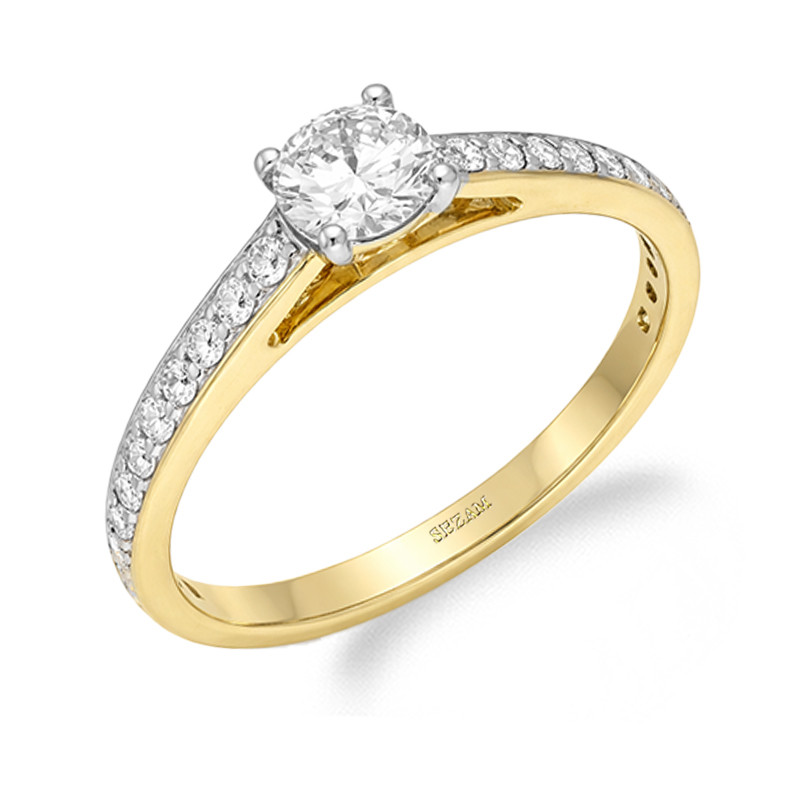 Solitér prsten s laboratorními diamanty 0,69 ct, zlato 585