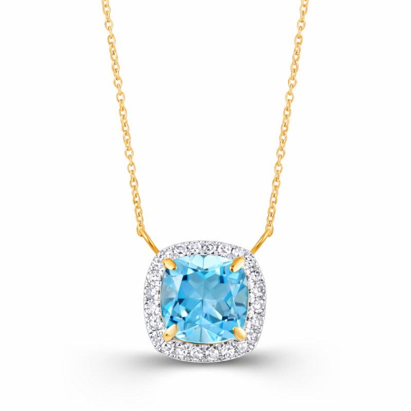 Náhrdelník Markýza s topasem Swiss 1,13 ct a diamanty 0,13 ct, zlato 585