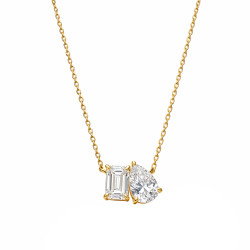 Objevte luxusní zlatý náhrdelník (585) s briliantovými a smaragdovými laboratorními diamanty (0,89 ct) a certifikátem HRD. Ideál