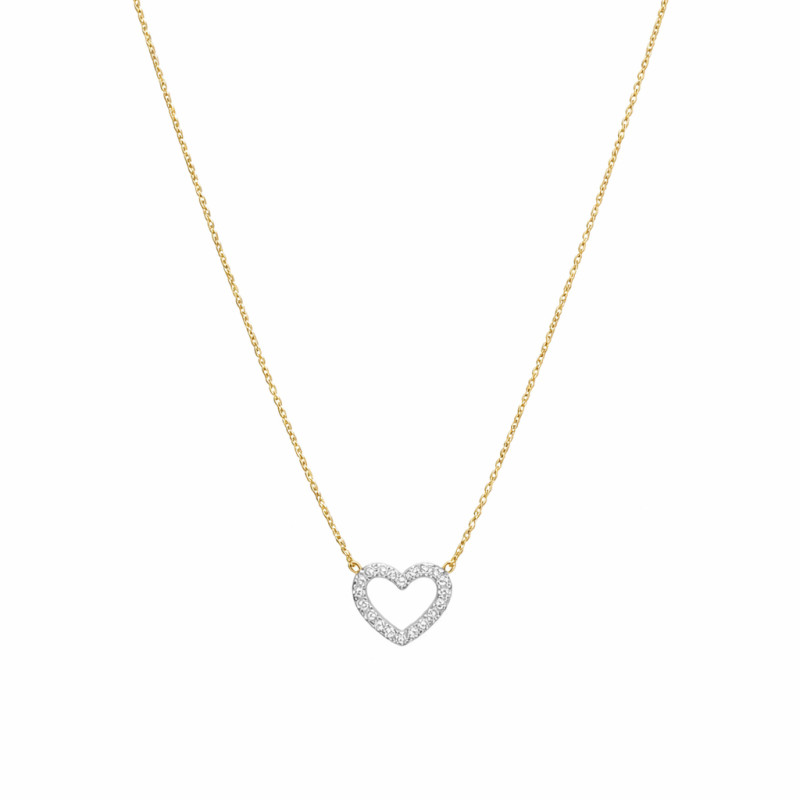 Náhrdelník se srdcem osázeným diamanty 0,06 ct, zlato 585