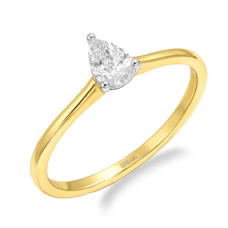 Objevte jedinečný zásnubní prsten s laboratorním diamantem 0,47 ct ve tvaru kapky. Zlato 585, certifikát IGI. Ideální pro váš sp