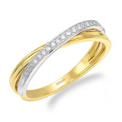 Zlatý proplétaný prsten s diamanty | iSezam.cz