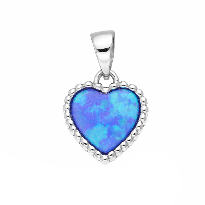 Stříbrný přívěsek srdíčko s modrým opálem | iSezam.cz