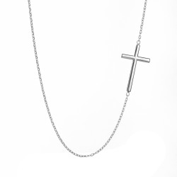 Objevte elegantní náhrdelník z bílého zlata s minimalistickým křížkem. Jemný design, ryzost 585. Ideální pro každodenní nošení. 