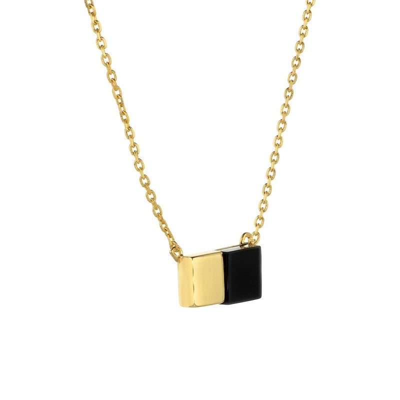 Pozlacený náhrdelník čtverec onyx - minimalismus a elegance | iSezam.cz