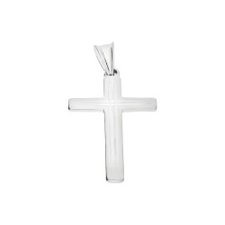 Stříbrný křížek s hranatými rameny a zkosenými hranami. Univerzální symbol víry a elegance, ideální jako dárek. Rozměry: 2,8 cm 