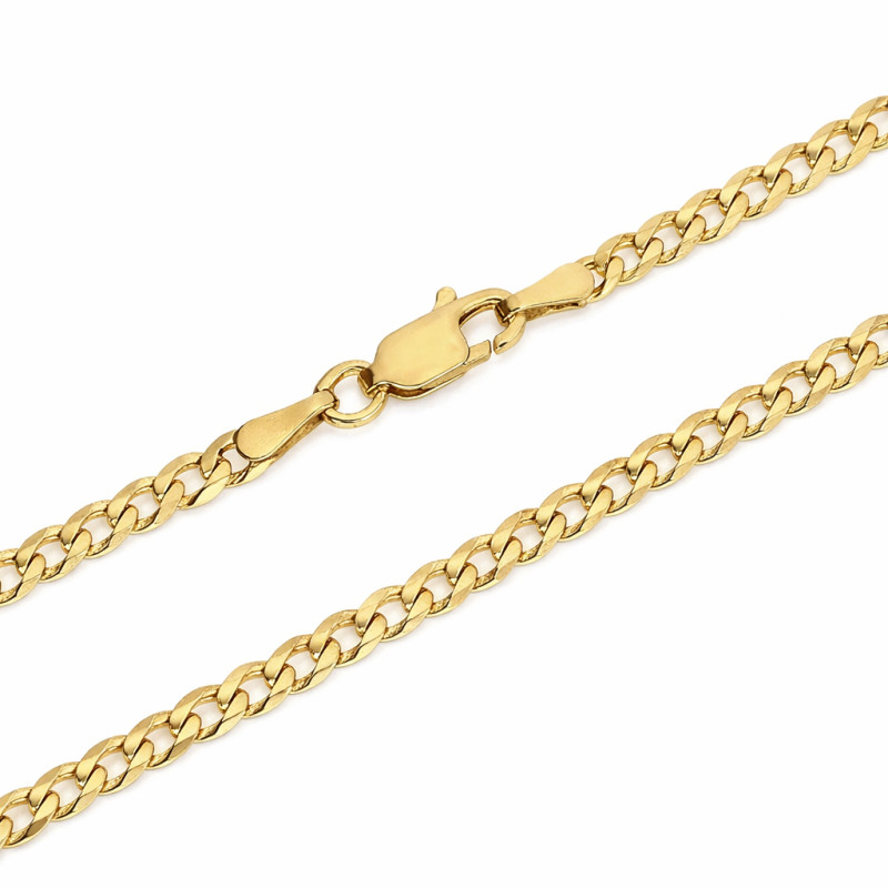Elegantní stříbrný řetízek s panceřovým vzorem ve zlaté barvě (šířka 3 mm). Ideální jako samostatný šperk nebo s přívěskem. Skvě