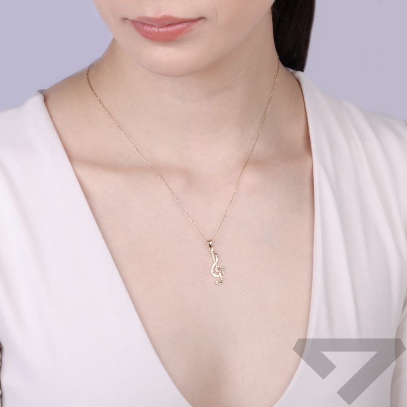 Přívěsek houslový klíč briliantový, zlato 585