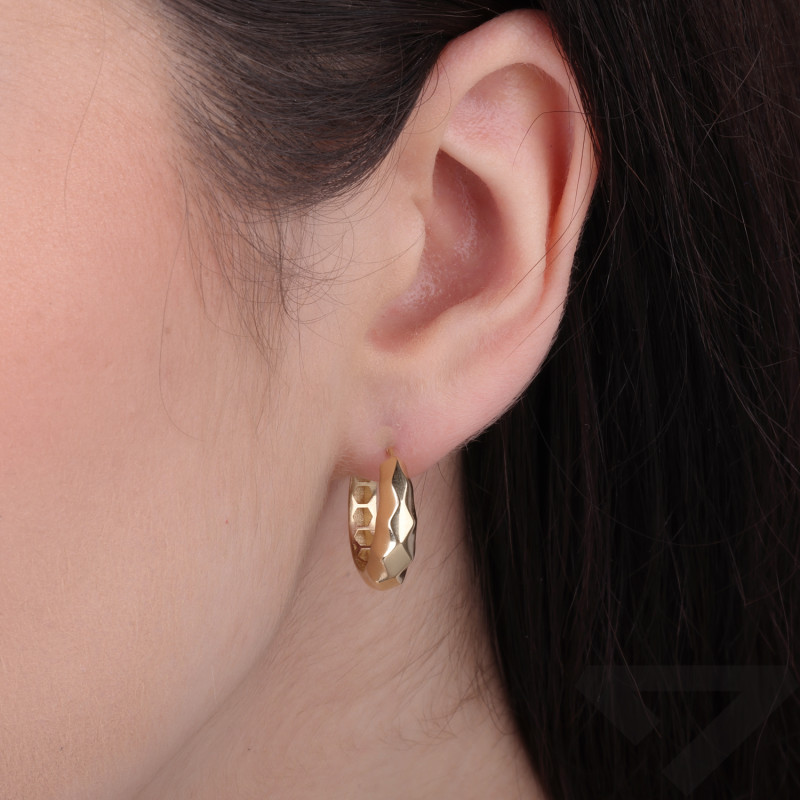 Zlaté kroužkové náušnice 19 mm zkosené, ryzost 585