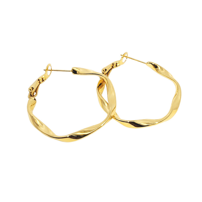 Náušnice z chirurgické oceli ve zlaté barvě, kroucené kruhy 30 mm