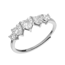Stříbrný prsten se zirkony ve tvaru srdce 925 | iSezam.cz