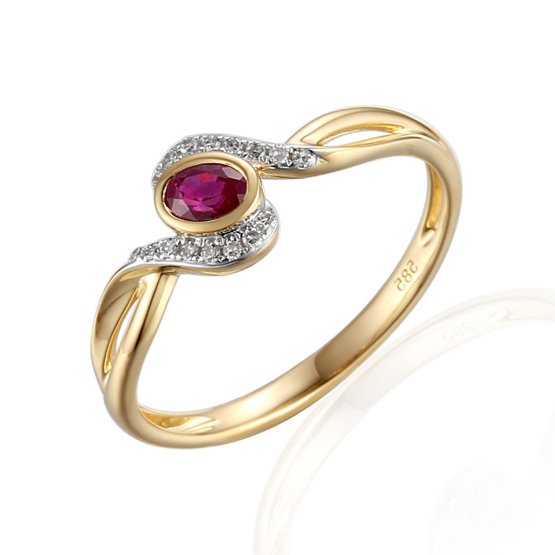 Objevte luxusní zlatý zásnubní prsten 585 s přírodním rubínem 0,24 ct a diamanty 0,05 ct. Ideální dárek pro výjimečné okamžiky. 