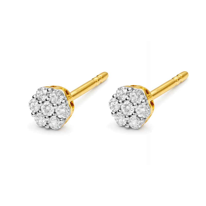 Zlaté náušnice s bílými diamanty 0,05 ct