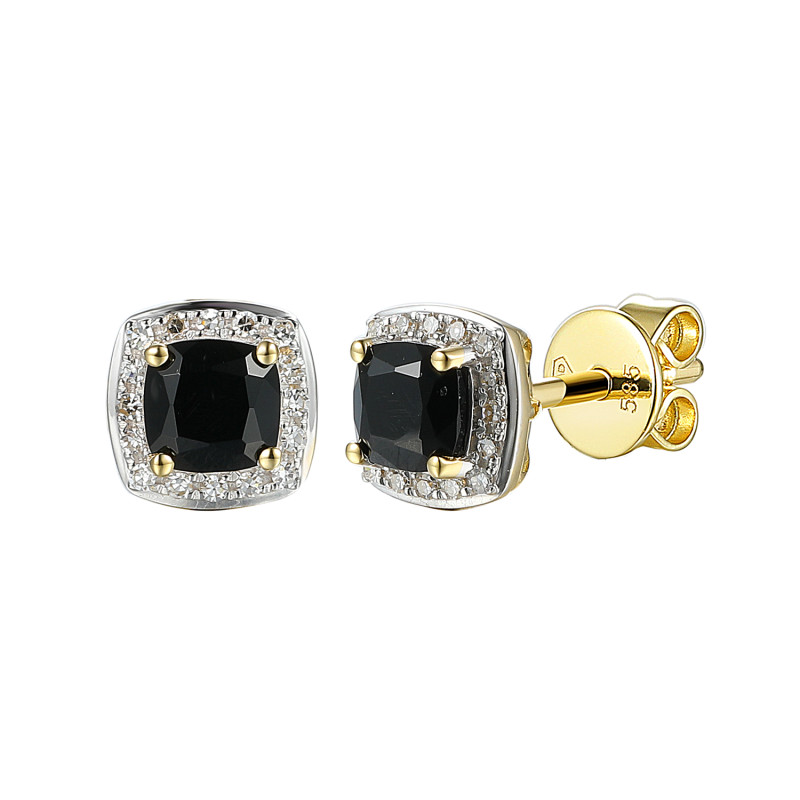 Objevte elegantní zlaté náušnice s černými acháty a diamanty 0,08 ct v Jubiler Sezam. Moderní design a luxusní materiály. Perfek