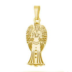 Pozlacený medailon Anděl s modlitbou "Anděli Boží, strážce můj". Ideální dárek na křest, komunii či biřmování. Symbol ochrany a 