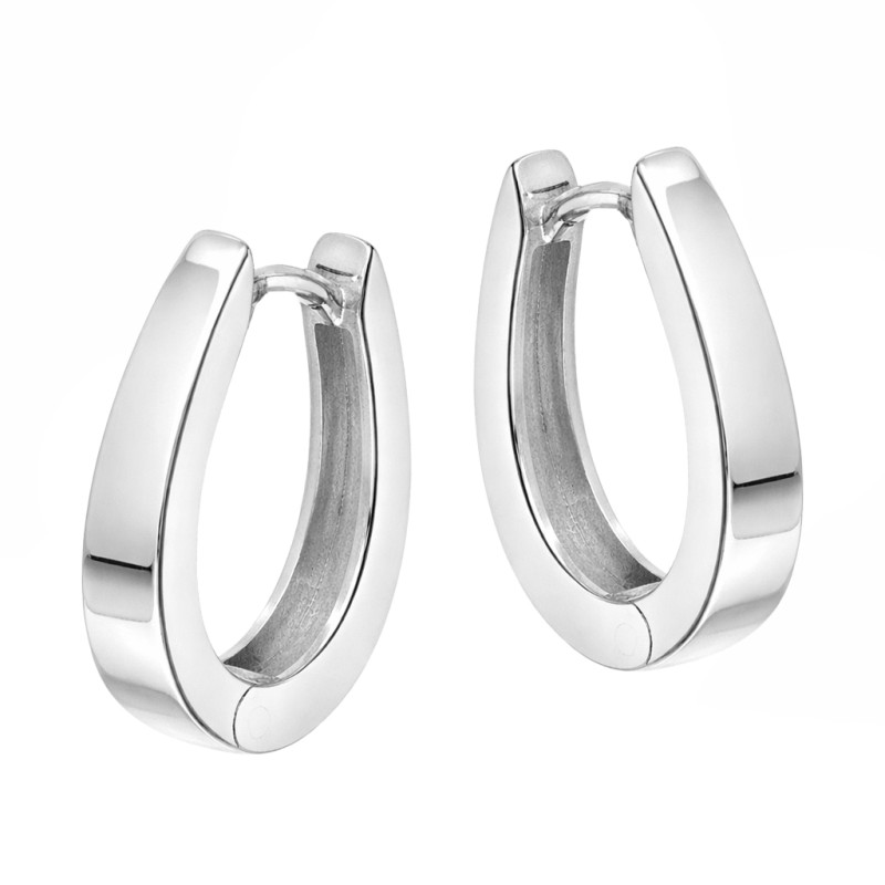 Objevte elegantní stříbrné náušnice oválné zúžené destičky ze stříbra 925. Minimalistický design, patentní zapínání. Ideální pro