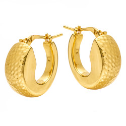 Zlaté oválné náušnice s diamantováním | iSezam.cz