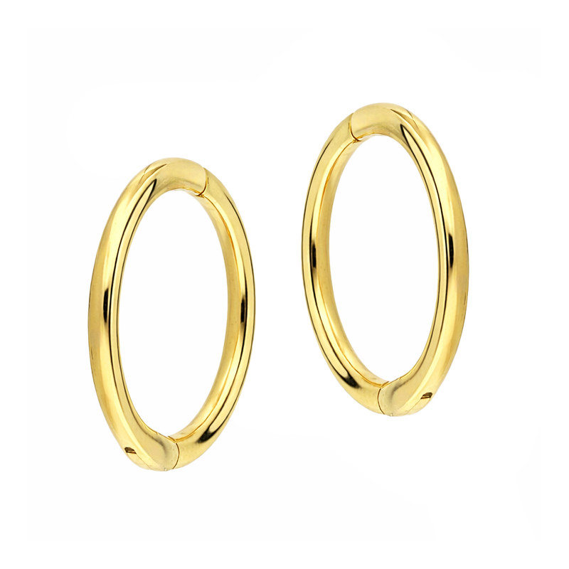 Objevte klasické zlaté náušnice kroužky o průměru 10 mm, ze zlata ryzosti 375 (9 karátů). Elegantní, bezpečné zapínání. Ideální 