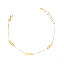 Elegantní zlatý náramek 585 (14k) s jedinečnými fasetovanými fazolkami na jemném řetízku. Praktické zapínání s prodloužením. Per